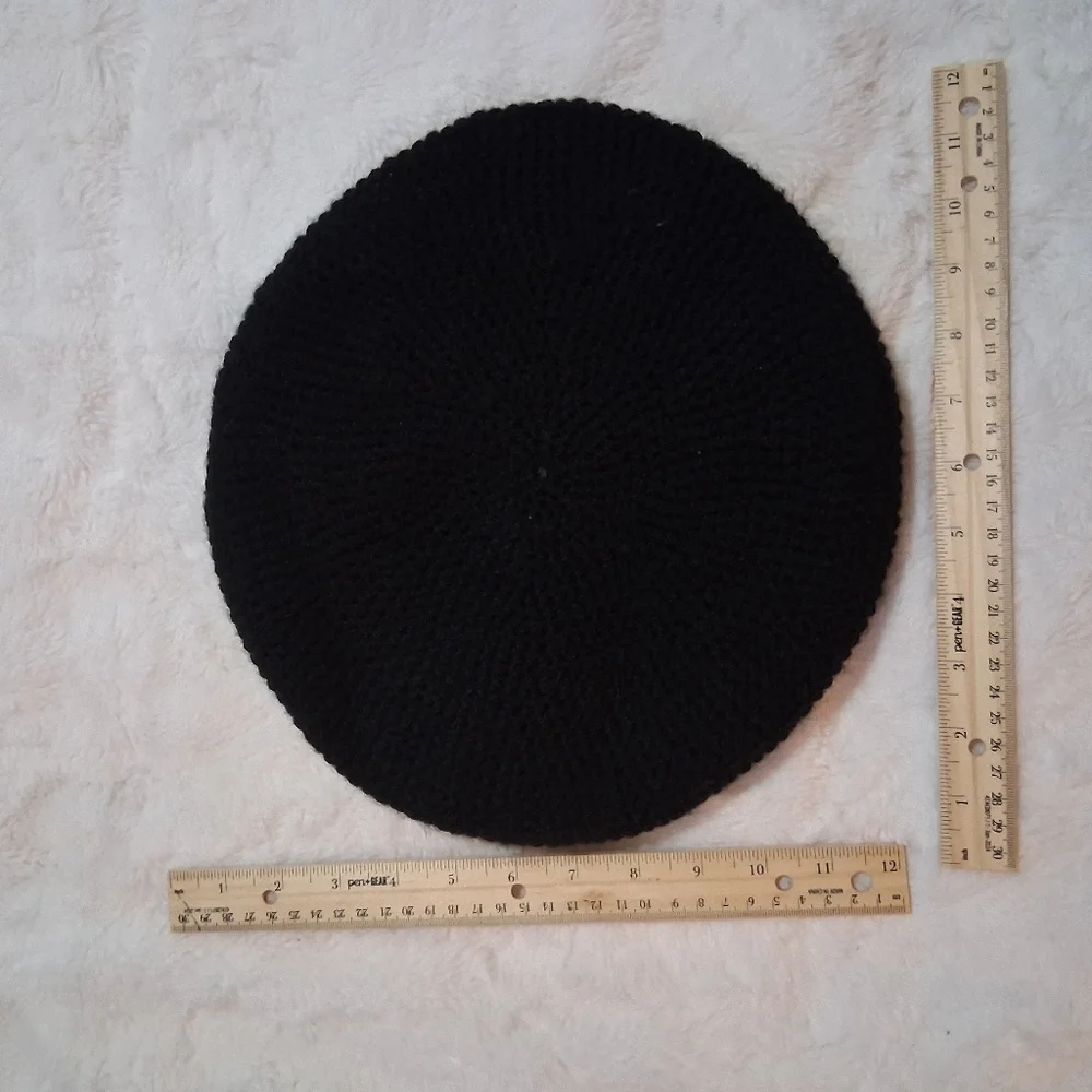Black Crochet Beret